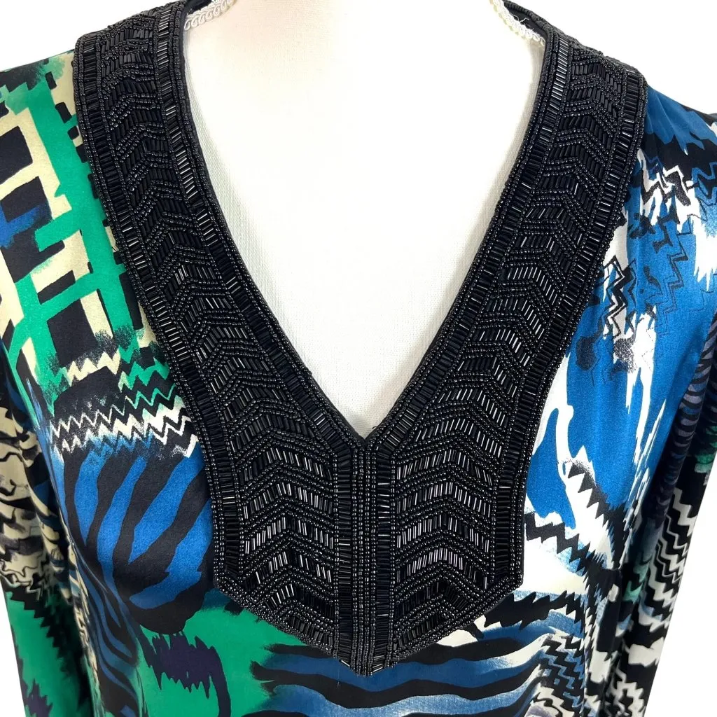 Etcetera Silk Beaded Cocktail Dress 6 Mobwife Zebra Animal Print Resort Cruise - Image 3