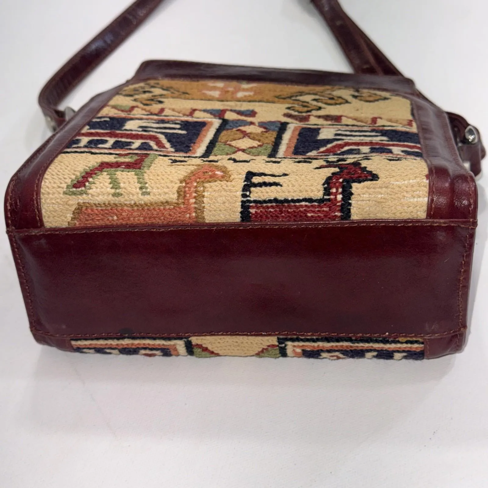 Vintage Kilim Crossbody Handbag Rug Tapestry Turkish Leather Bag Organizer - Image 14