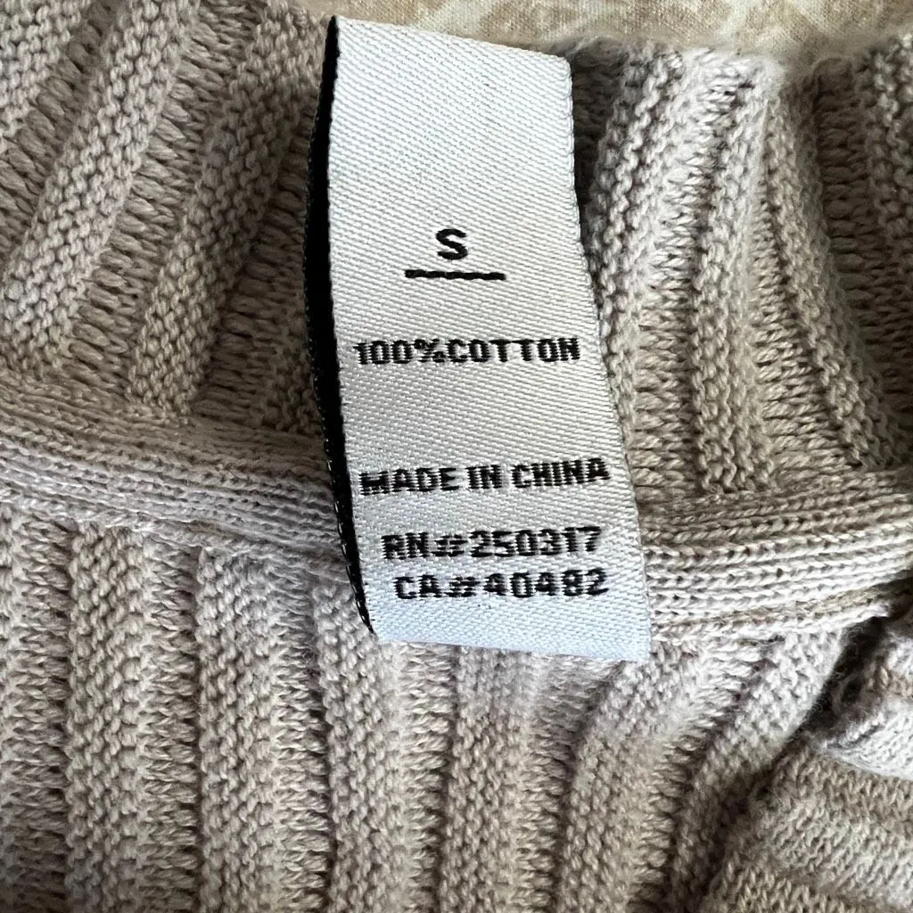 Varley 100% Cotton Ribbed Pullover Sweater Anthropologie Small Beige Neutral - Image 8