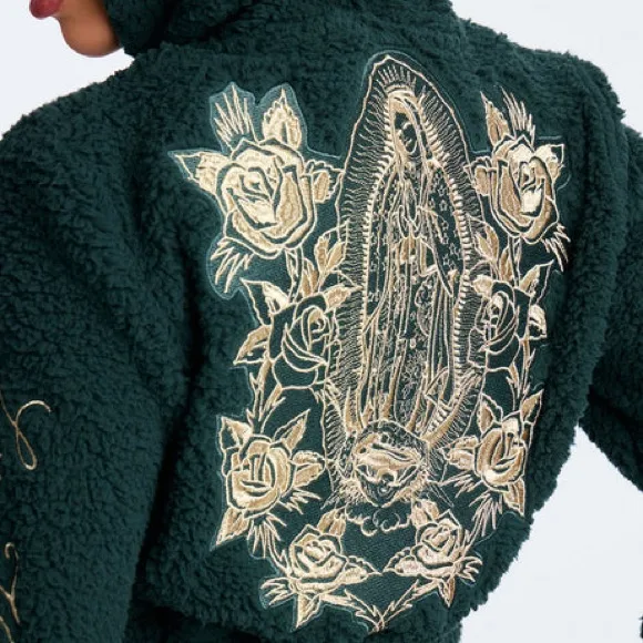 ED Hardy Sherpa Embroidered Green Set Size Large NWT - Image 3