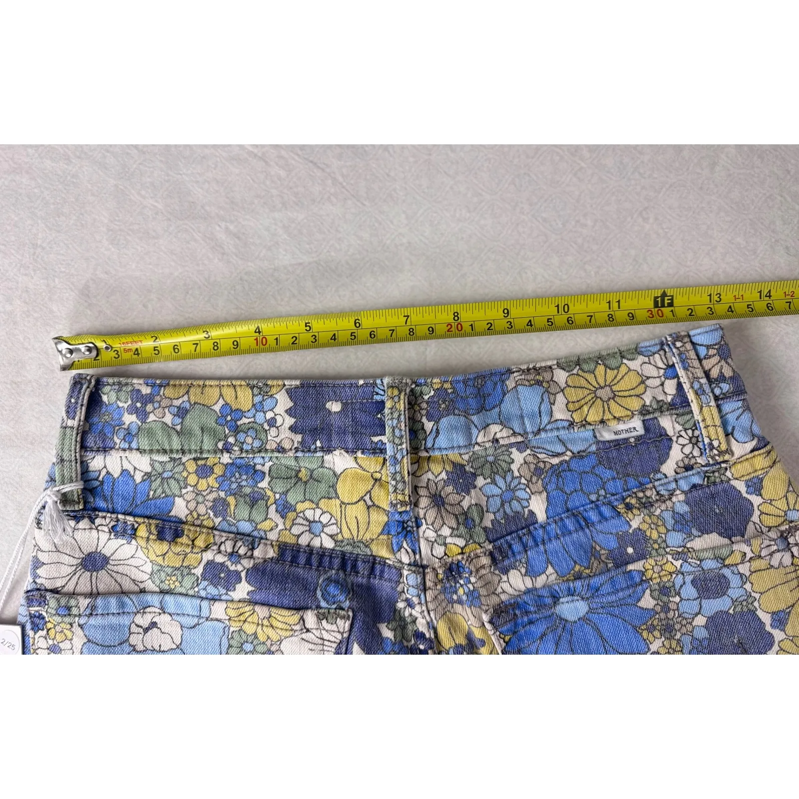 MOTHER Superior‎ Floral Wide Leg Jeans Women's Size 26 Blue Yellow Boho - Image 7