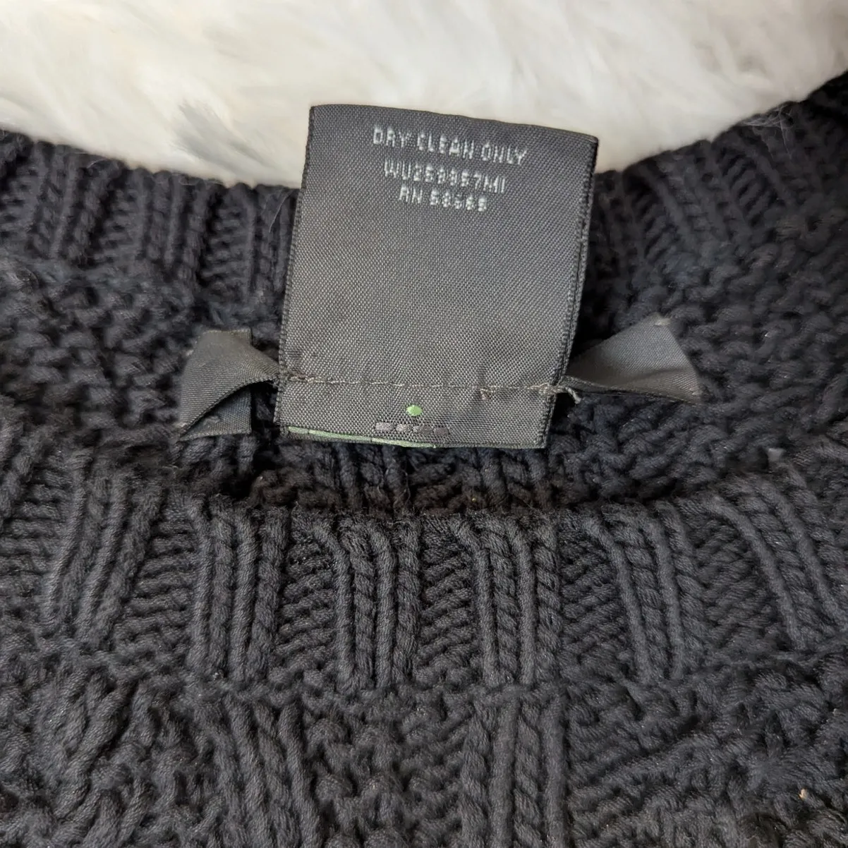 Miss Wu Mixed Knit Sweater Black & Ivory Houndstooth Cable Knit Size XL - Image 5