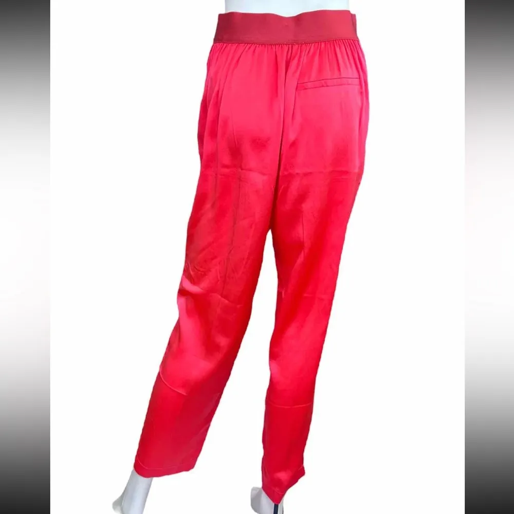 forte_forte Bright Pink Granadine Silk Cropped Pants Size M - Image 3