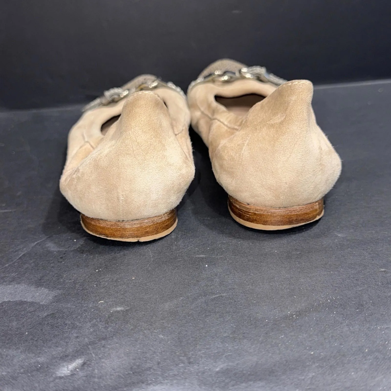 AGL Attilio Giusti Beige Shimmer Bedazzled 90s Y2K Millennial Flats Shoes 7.5 38 Black - Image 3