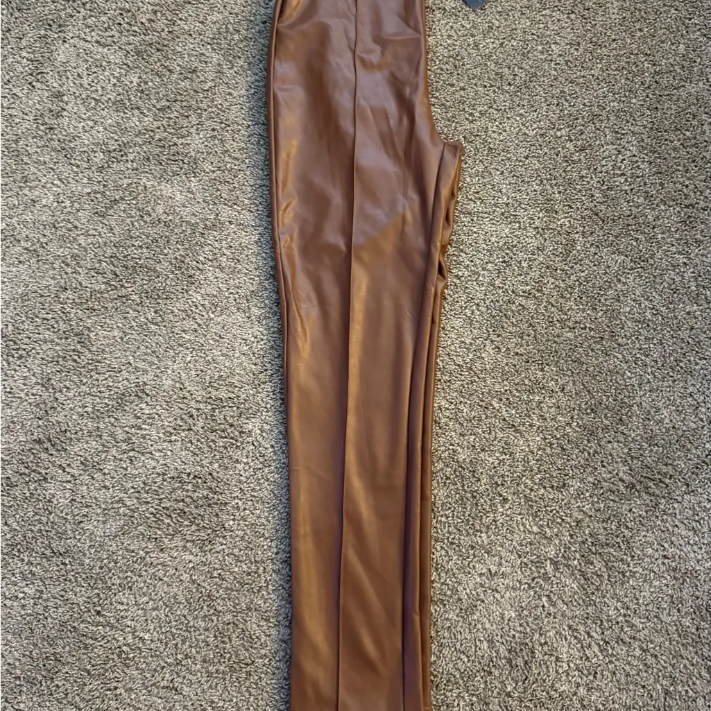 Shinestar Brown Faux Leather Skinny Pants Women’s Sz XL - Image 3