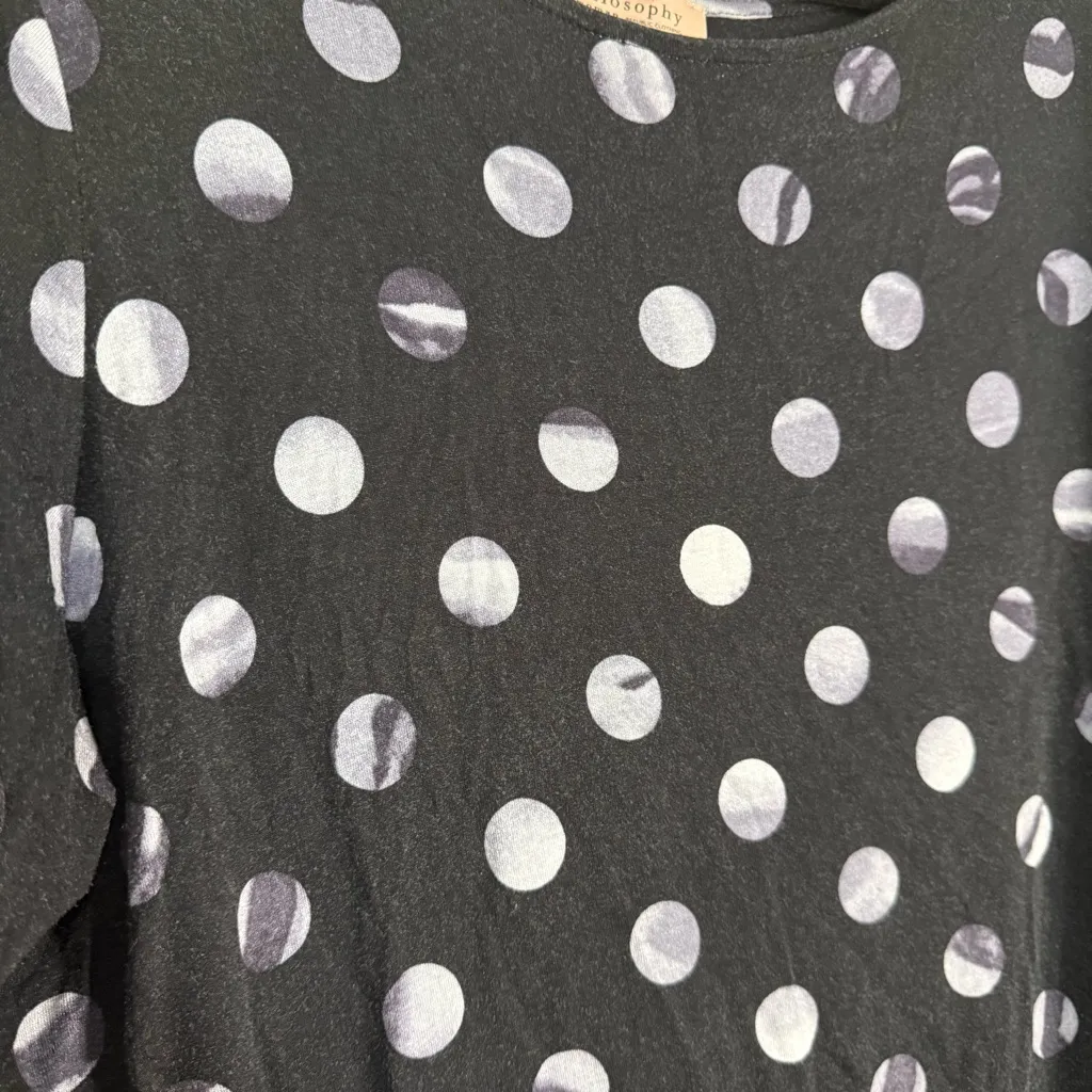 Philosophy Black Blouse with White Polka Dots 2X - Image 3