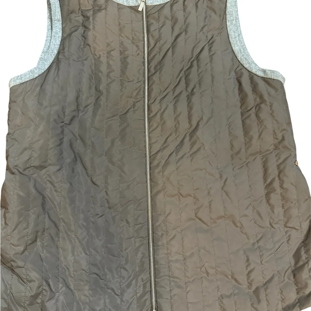 Lafayette 148 New York Quilted Zip Vest Grey Brown Size L Gray Size L - Image 13