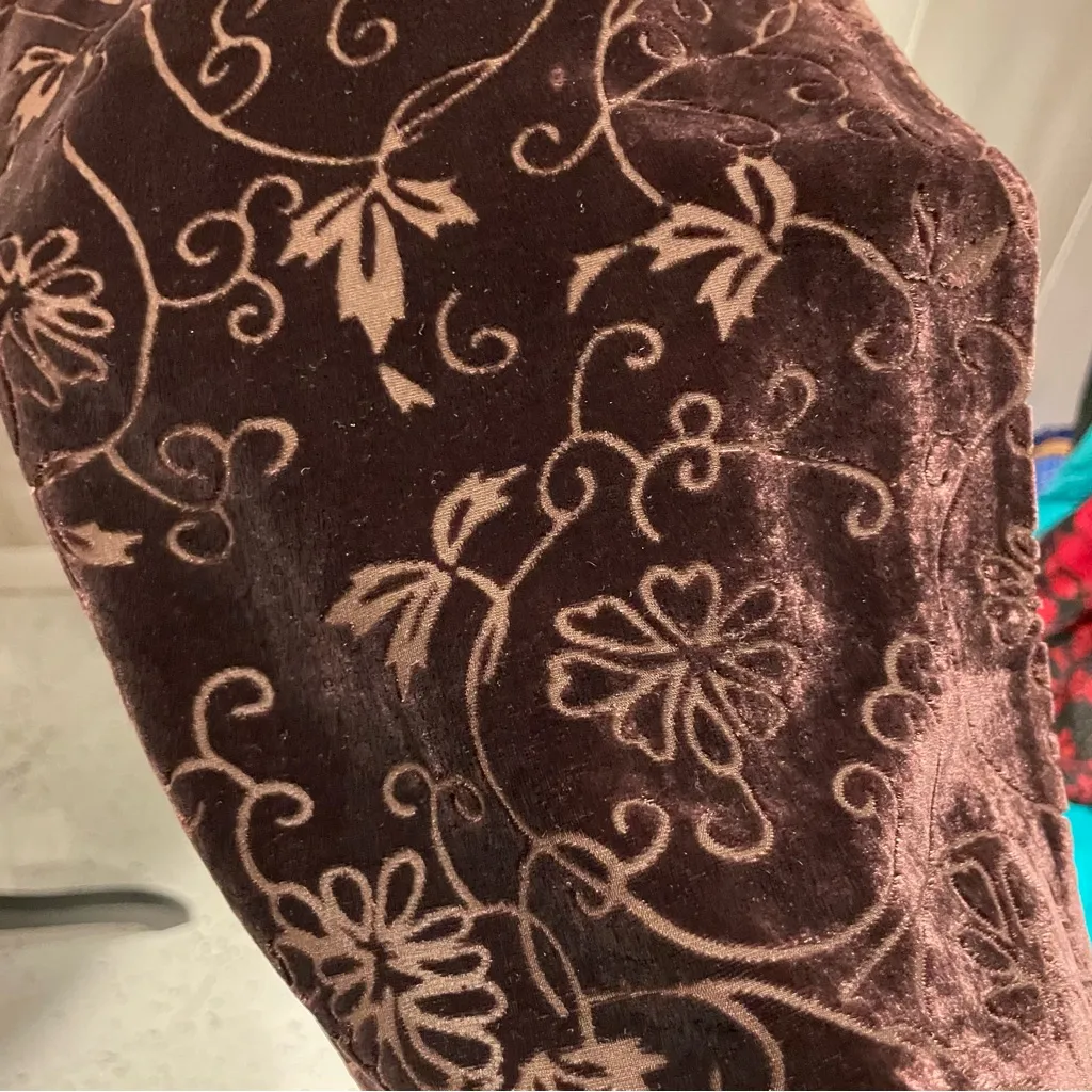 Cute vintage Y2K crushed velvet floral burnout scarf 10.25” x 60” wrap headband - Image 9