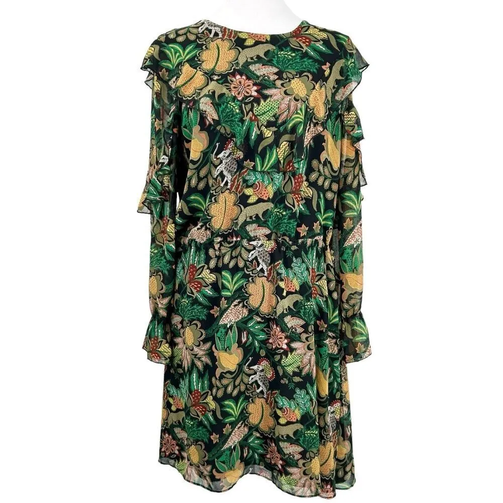 Scotch & Soda Maison Scott Forest Green Jungle Ruffle Size Large - Image 2