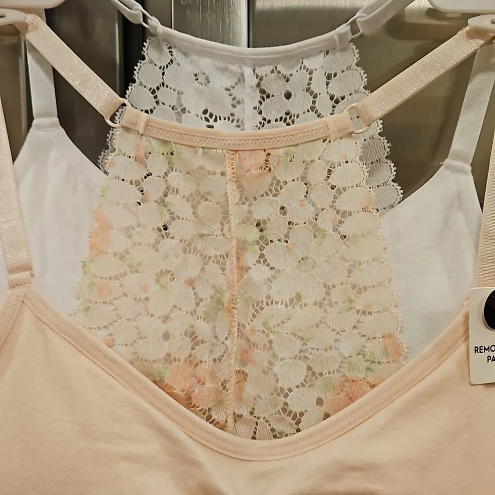💕LAURA ASHLEY💕 Lace Back Bralettes (2 Pack) ~ Pink & White Small NWT - Image 3