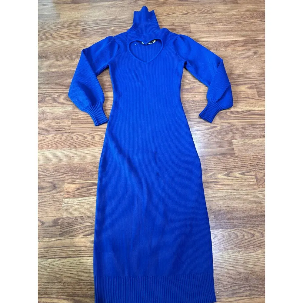 FARM Rio cobalt blue Heart Neckline Blue Knit Dress size XS - Image 9