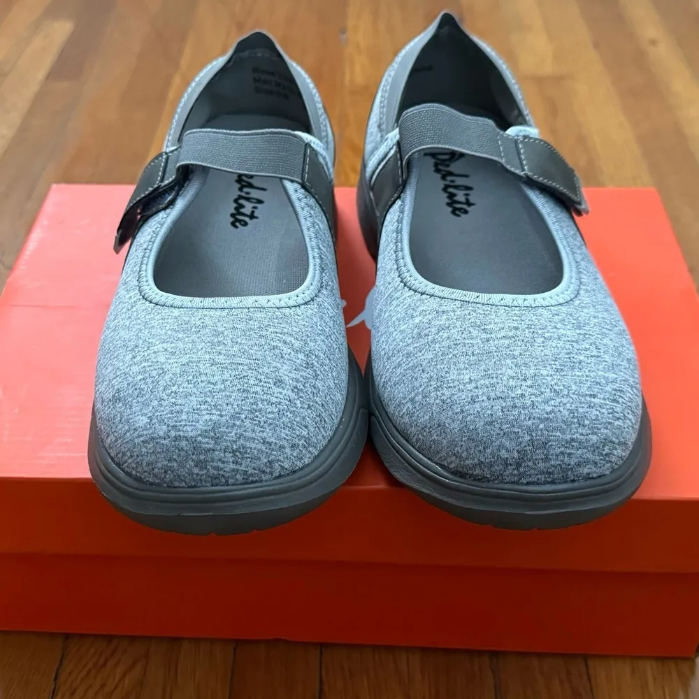 NWT Ped Lite Rose gray Y2K trendy fabric Mary Jane shoes size 9W preppy academia - Image 4