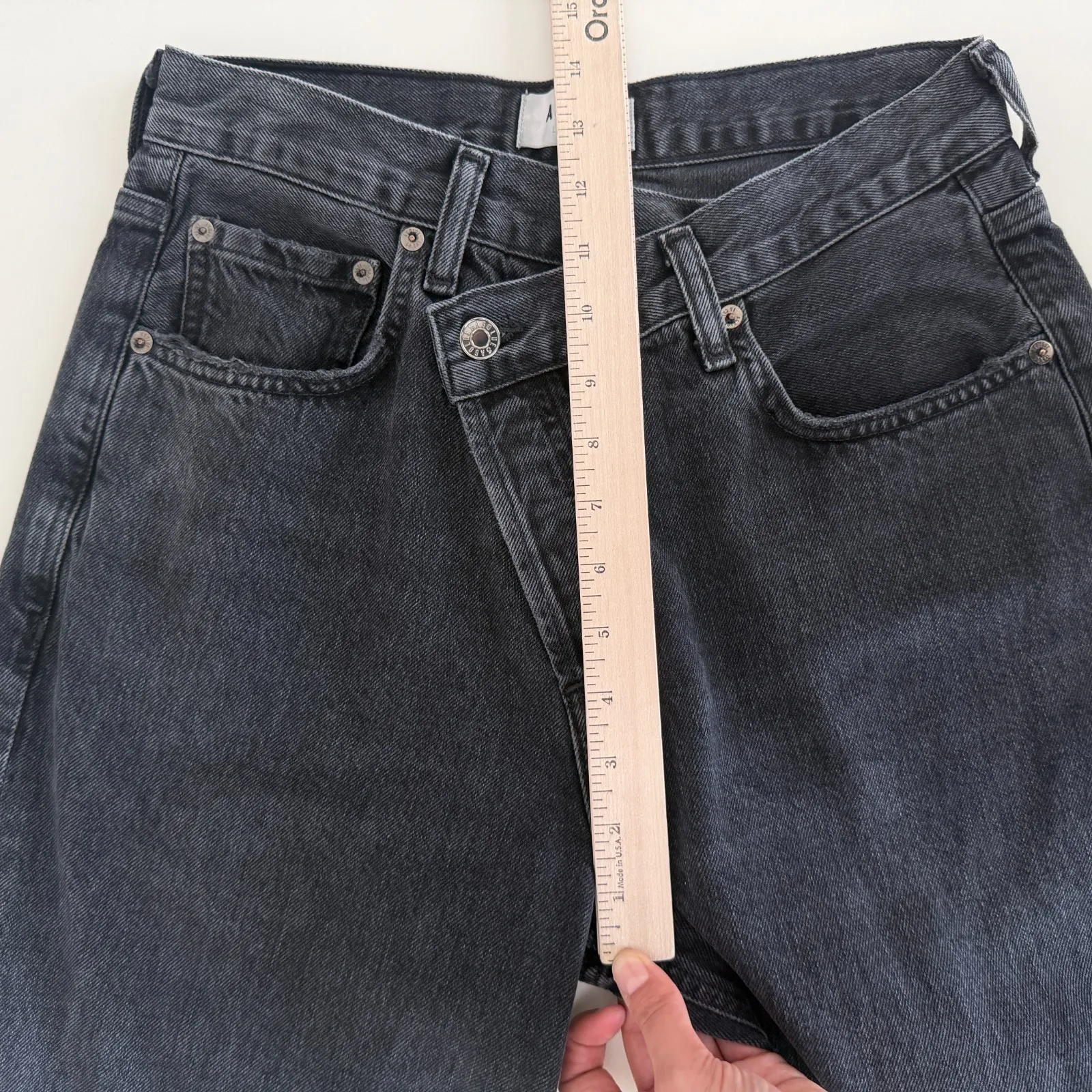 AGOLDE Criss Cross Jeans Womens 26 Black Washed Upsized Organic Cotton Straight - Image 10