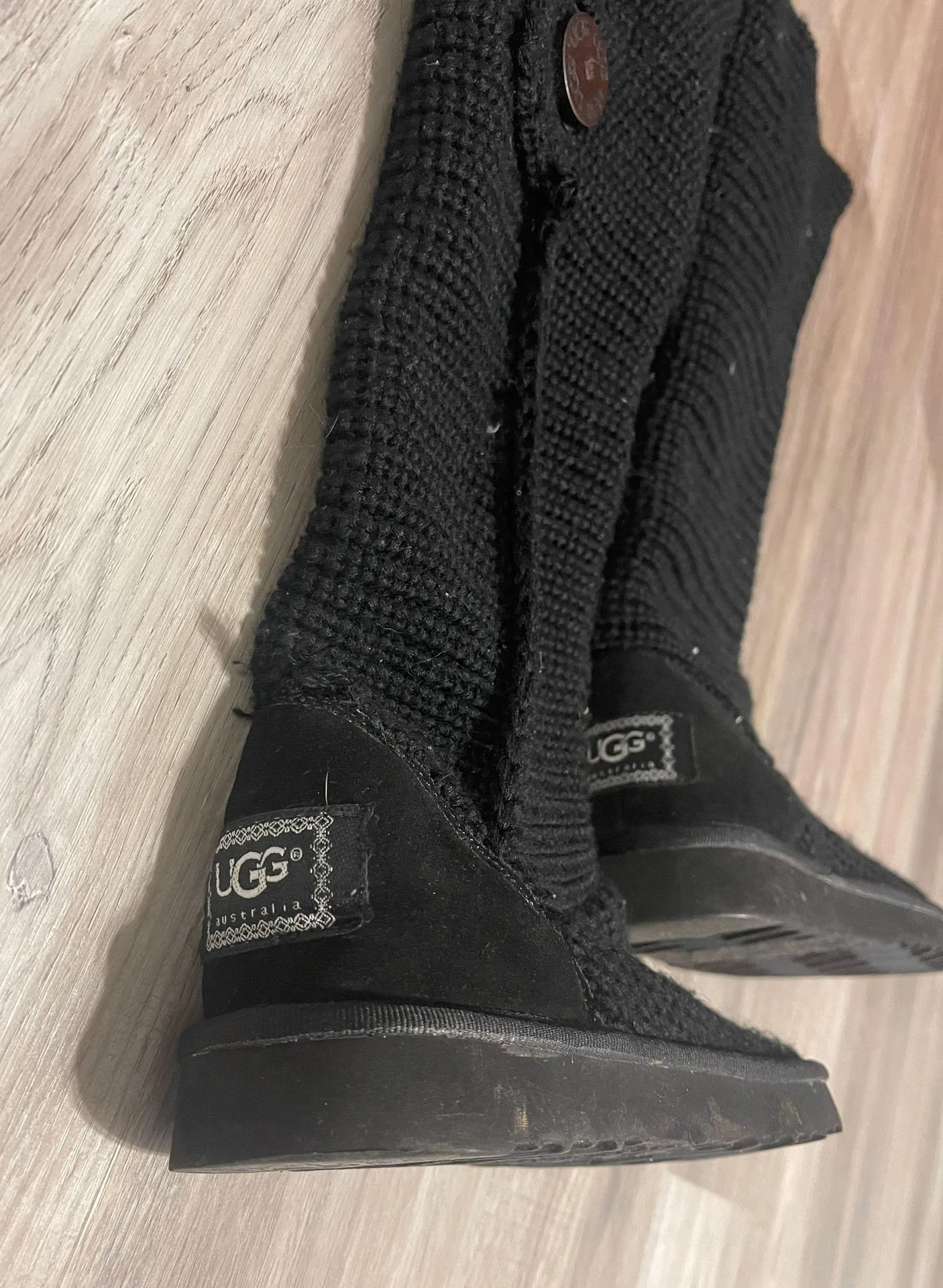 UGG Classic Cardy Knit Black Boots - Image 4