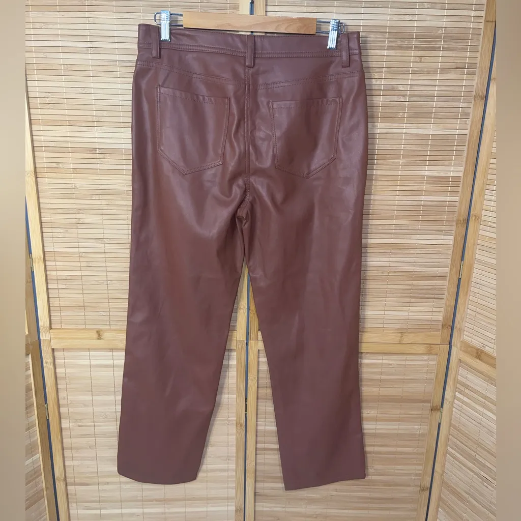 Kensie Jeans dark mocha brown pleather faux leather pants slacks womans 8 - Image 2