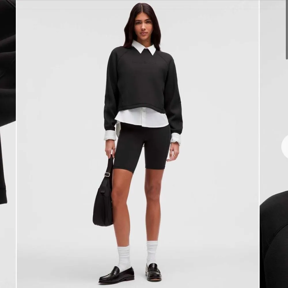 Lululemon Smooth Spacer Cropped Pullover Graphic Black Size 14 - Image 4