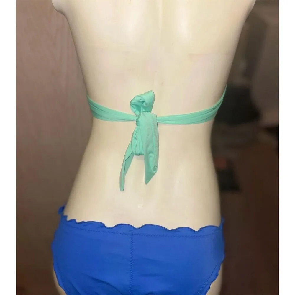 Victoria's Secret  Ruffle Cheeky Bikini Bottom Hot Pink & Blue Size S - Image 12