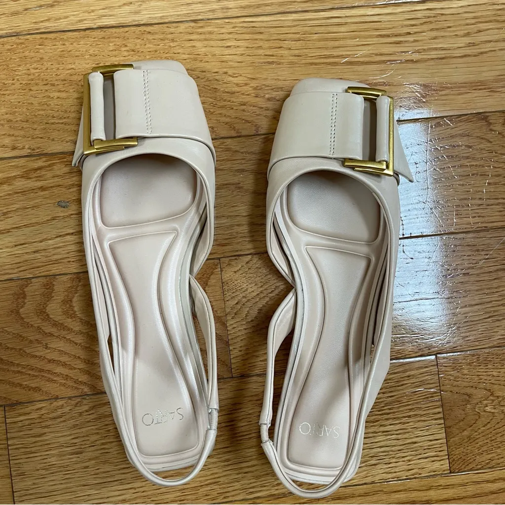 Franco Sarto Women's Classic Leather Ballet Flat Sling Backs Beige Sz 8 - Image 8