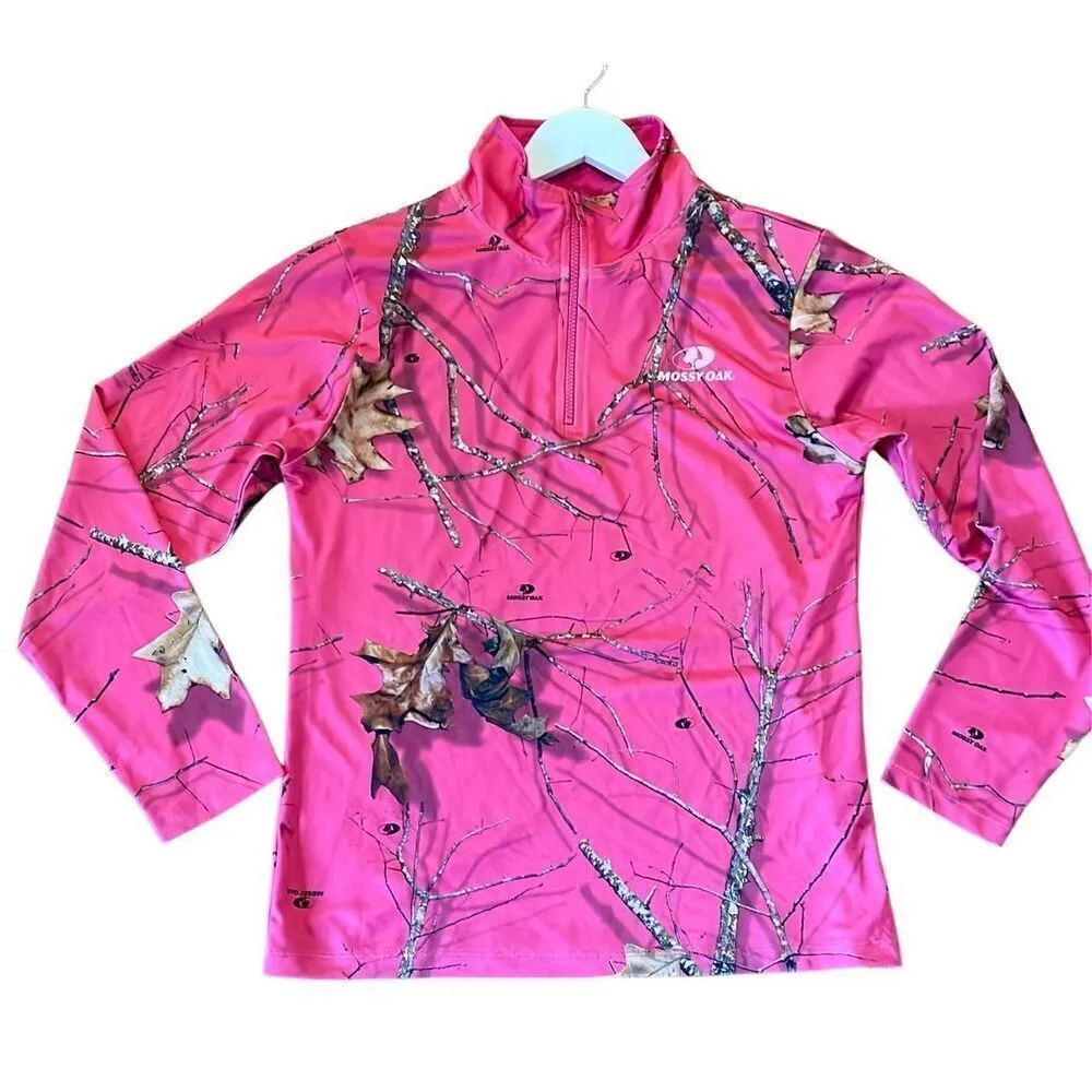 Mossy Oak pink camo quarter zip pullover m - Image 2