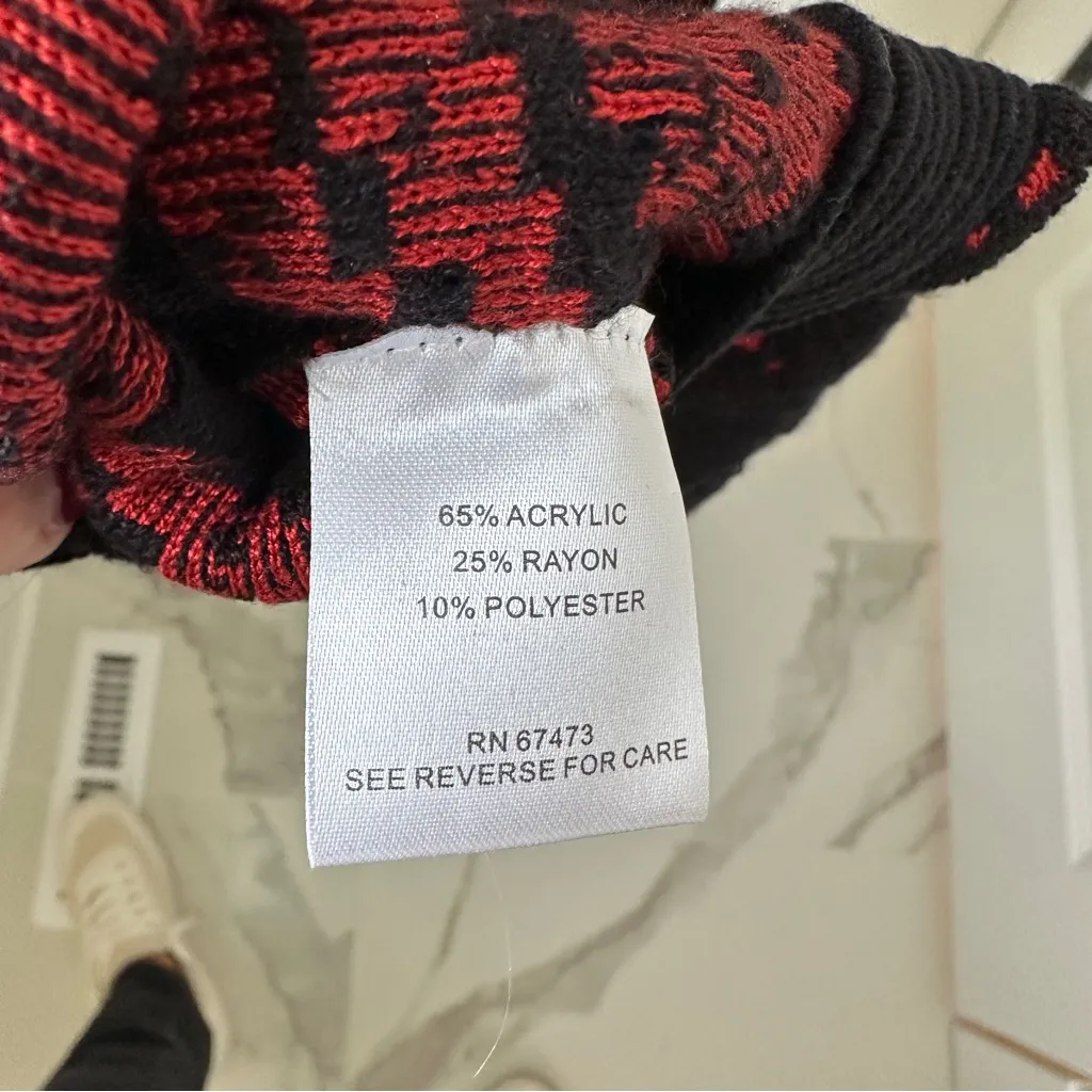 Taylor Fit and Flare Black and Red Geometric Long Sleeve Sweater Dress Size L Size L - Image 9