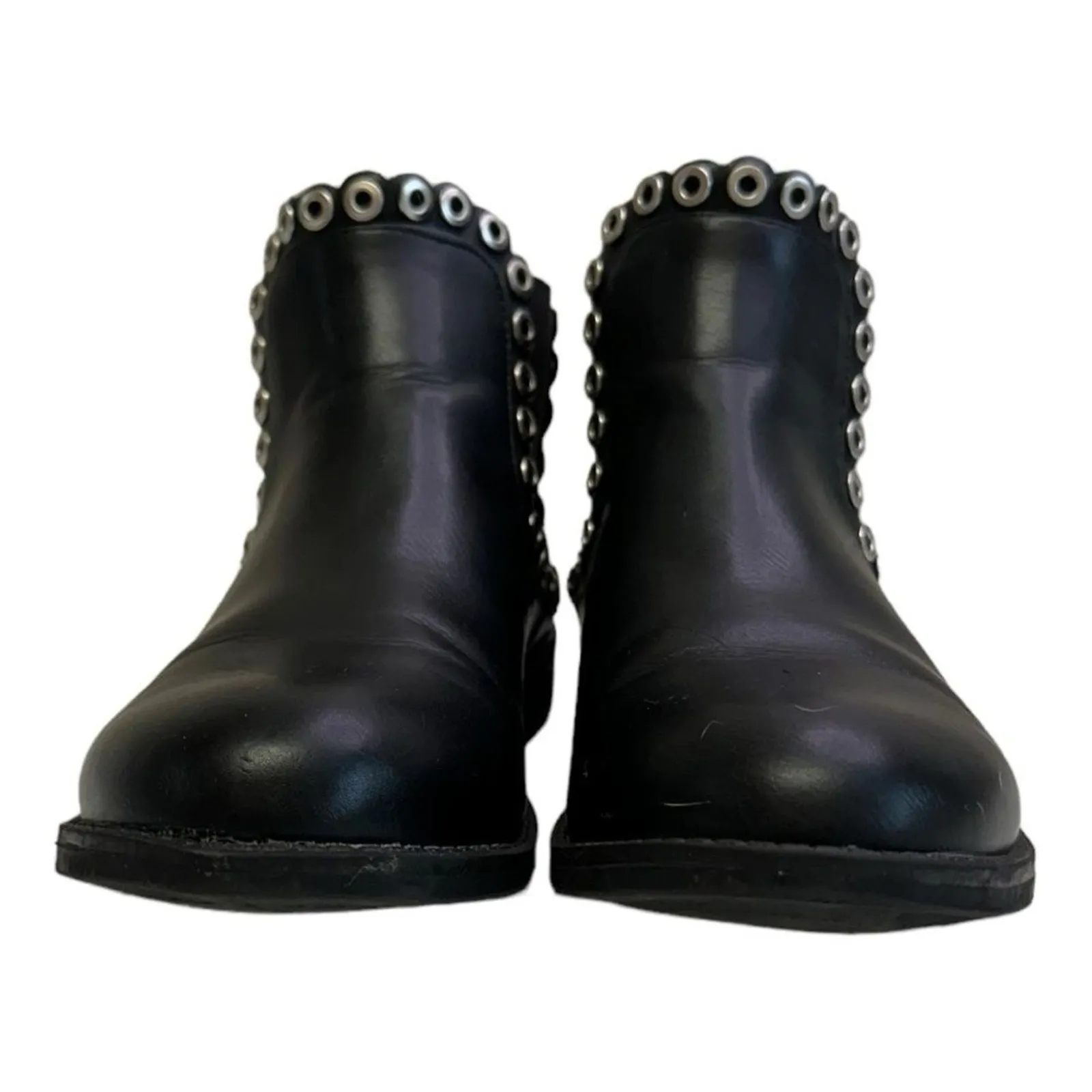 Black Ankle Boots with Silver Grommets, Chelsea Bootie Style Women Eu 37‎ US 6.5 - Image 2