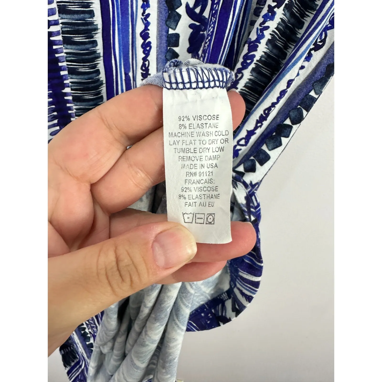 Sno Skins Dress L Blue Abstract Stretch Artsy Indie Dopamine Statement Boho Chic Size L - Image 3