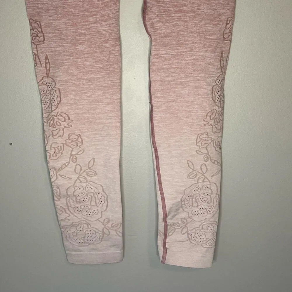 Calia by Carrie Underwood Heather Pink Floral Tectured Leggings Size XS - Image 6