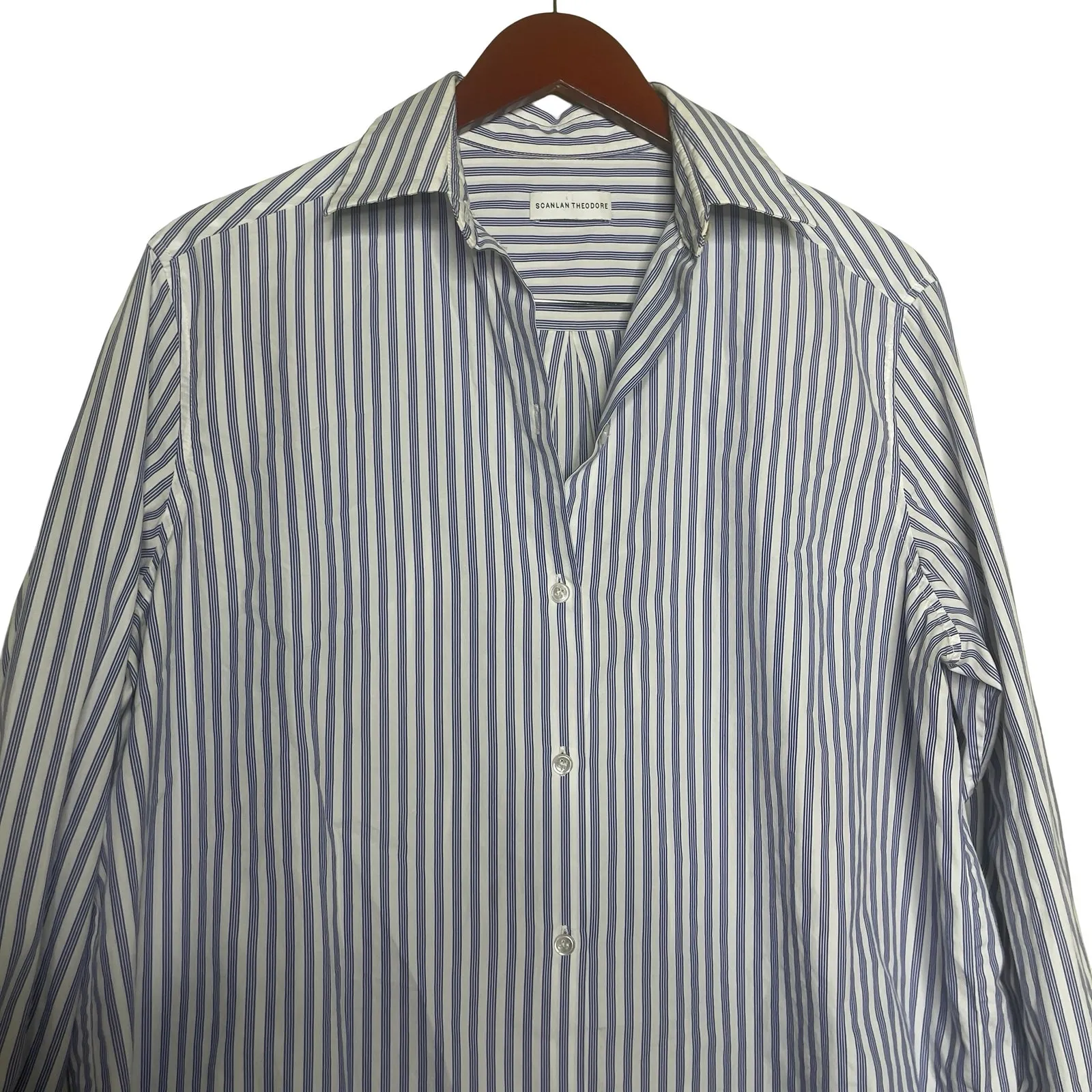 Scanlan Theodore Blue Striped oversized Long Sleeve Button - Image 5