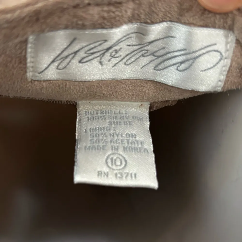 Lord & Taylor 100% Silky Pig Suede Brown Set Skirt Blazer size 10 / 12 vintage Tan - Image 9