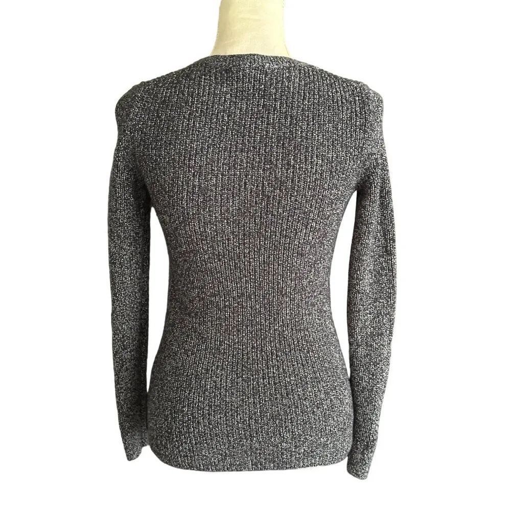 Talbots Petite Cable Twist Knit Sweater Long Sleeve Ribbed Gray Size P - Image 2