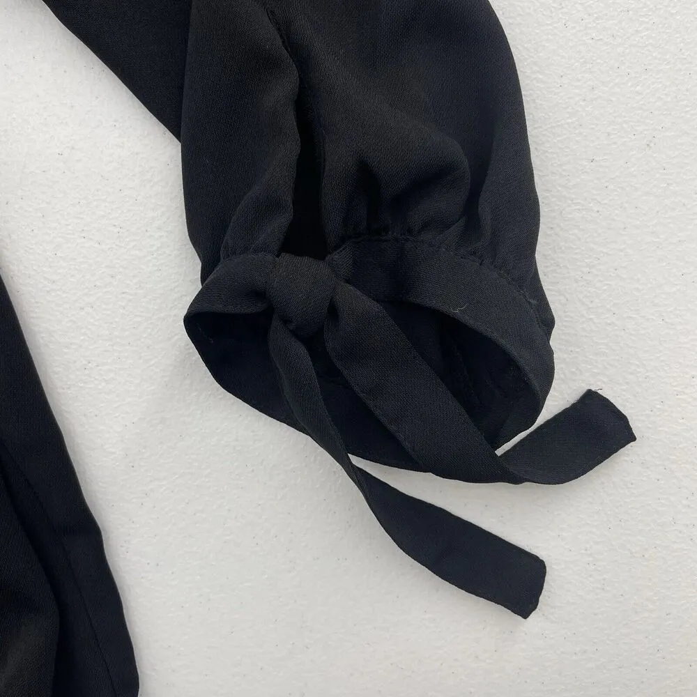 J. Crew Factory Small Off The Shoulder Top Black with Tie Sleeve Detail H1070 - Image 6