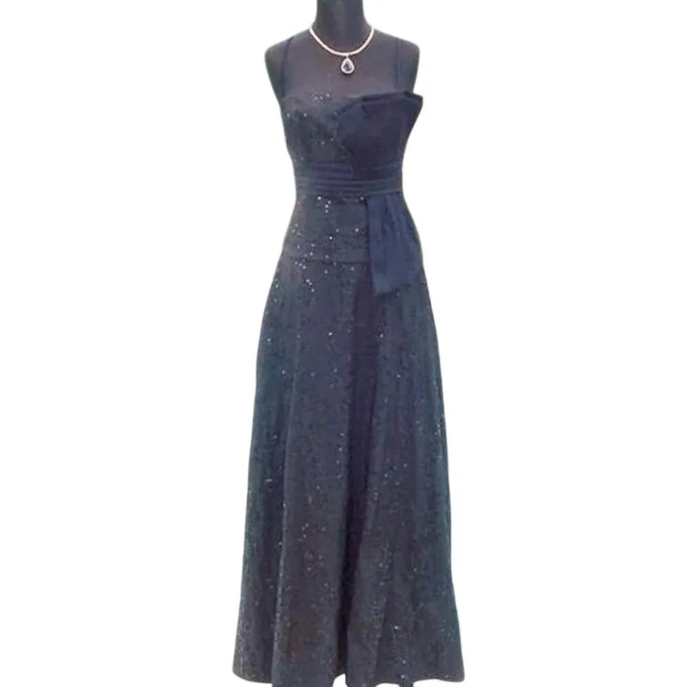 Cache Luxe Black Sequin Top New Lined Self Belt Bone In Bustier Event $178 NWT - Image 6