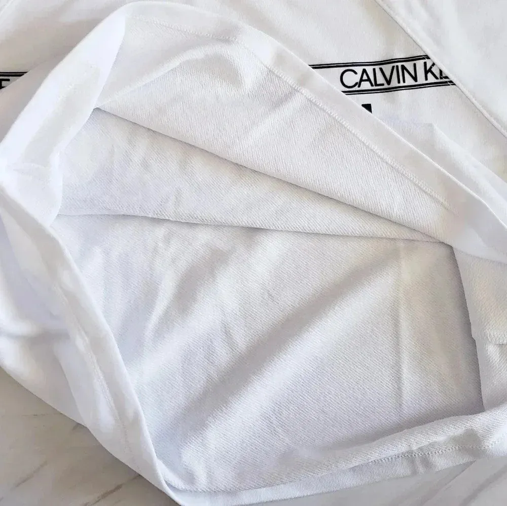 Calvin Klein Cropped Top French Terry White Short Sleeve New - Image 9