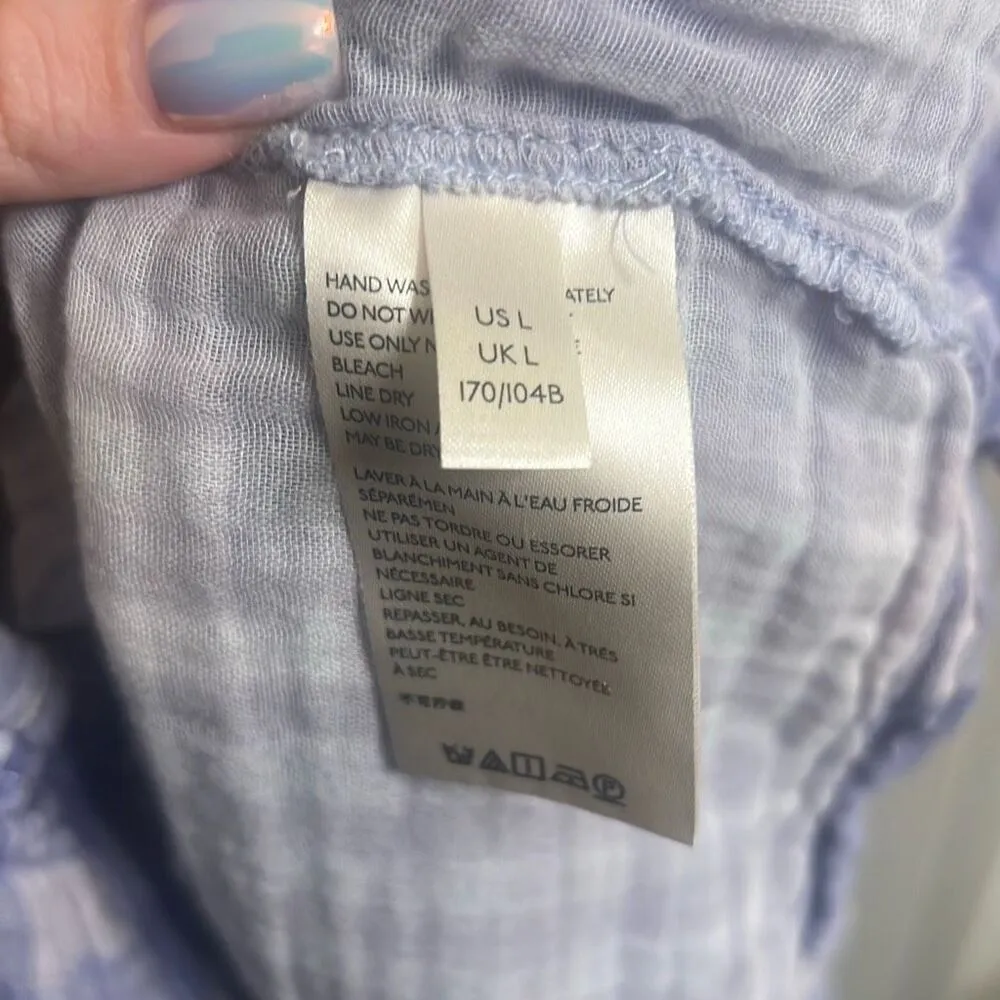 ✨Anthropologie Pilcro Casual Blouse Bette Plaid Babydoll Sz L Blouse Lavender ✨ - Image 8