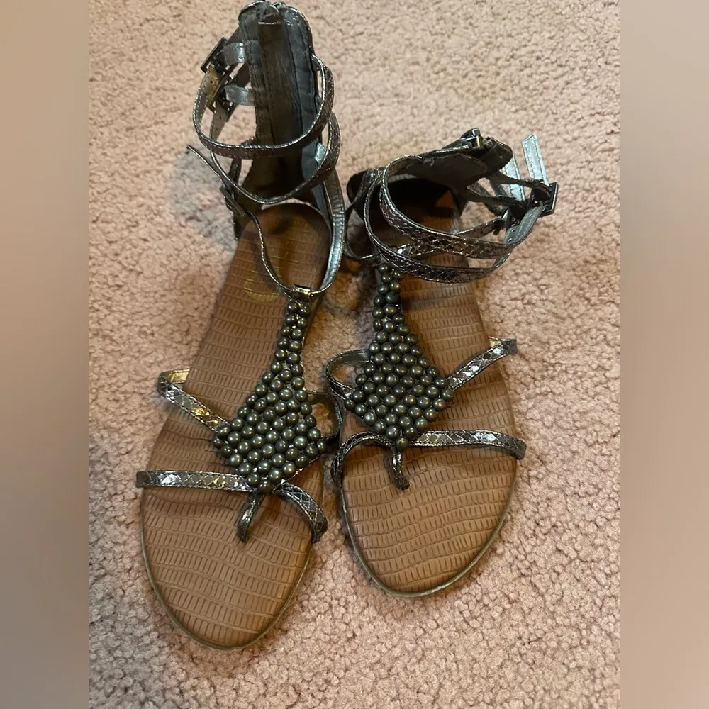 Circus Sam Edelman Metalic Ginger Cindy Zip Beaded Gladiator Sandals Size 6.5 - Image 2