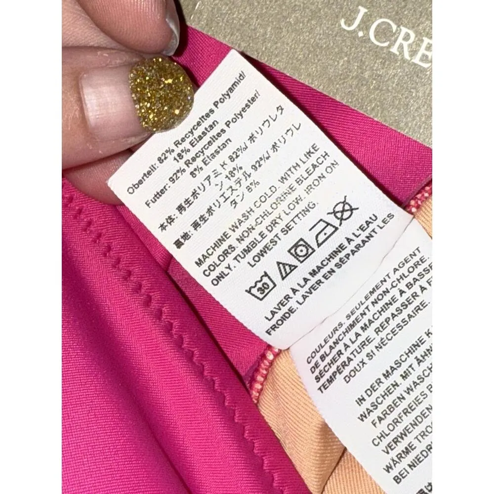 NEW J. Crew Long-Torso Ruched V-Neck One-Piece Swim Radiant Fuchsia Pink Size 2 - Image 8