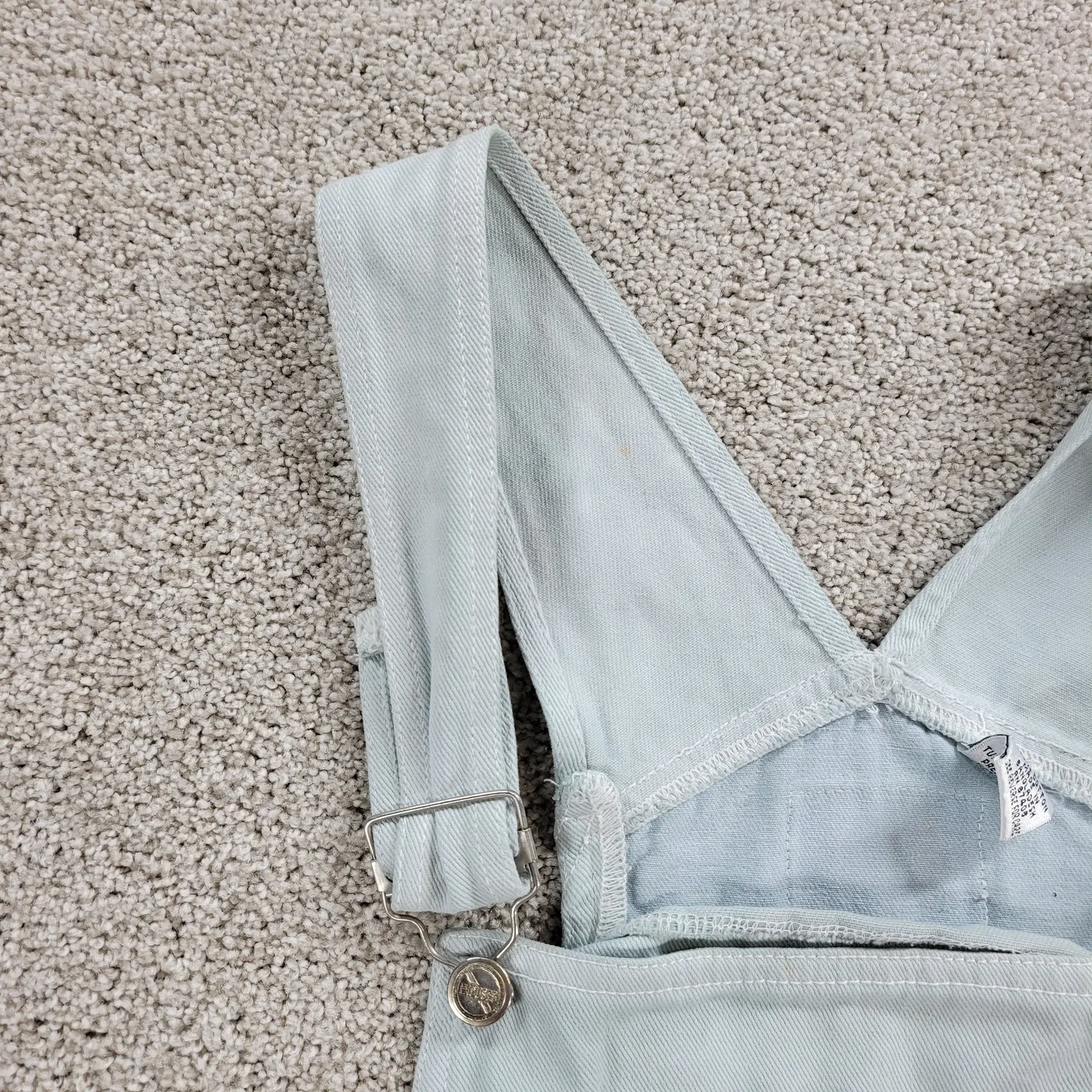 No Excuses Womens Overalls Cut Off Shorts S Blue Light‎ Wash Denim - Image 3