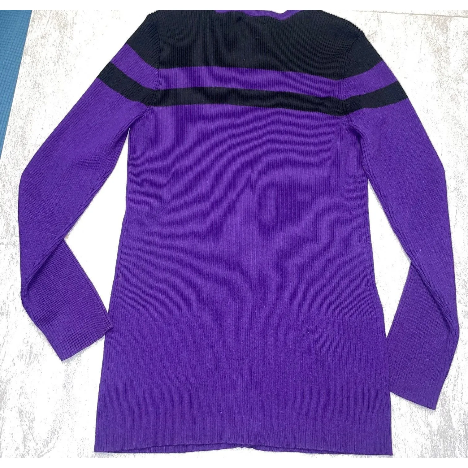 Lauren Ralph SZ LARGE  Purple & Black Cardigan Old Money Luxe - Image 7