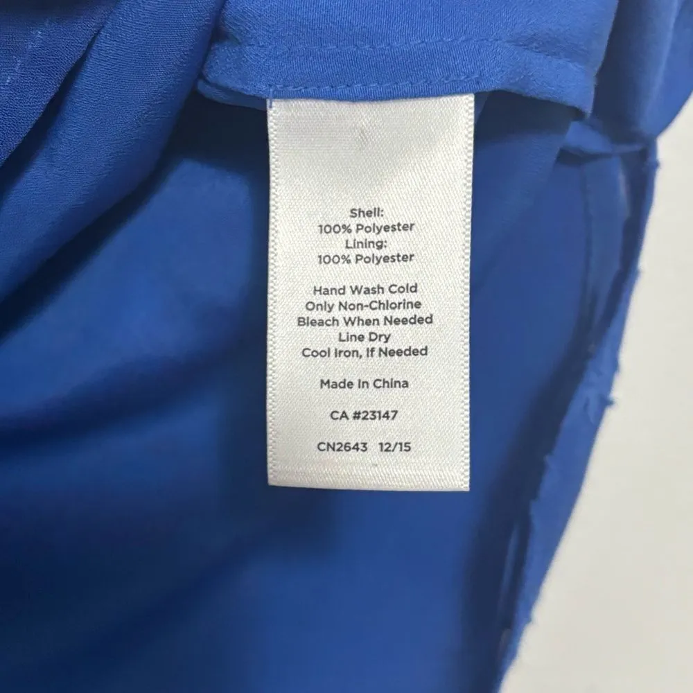 Talbots Royal Blue Sleeveless Tank Blouse Quarter Button Medium Petite‎ - Image 3