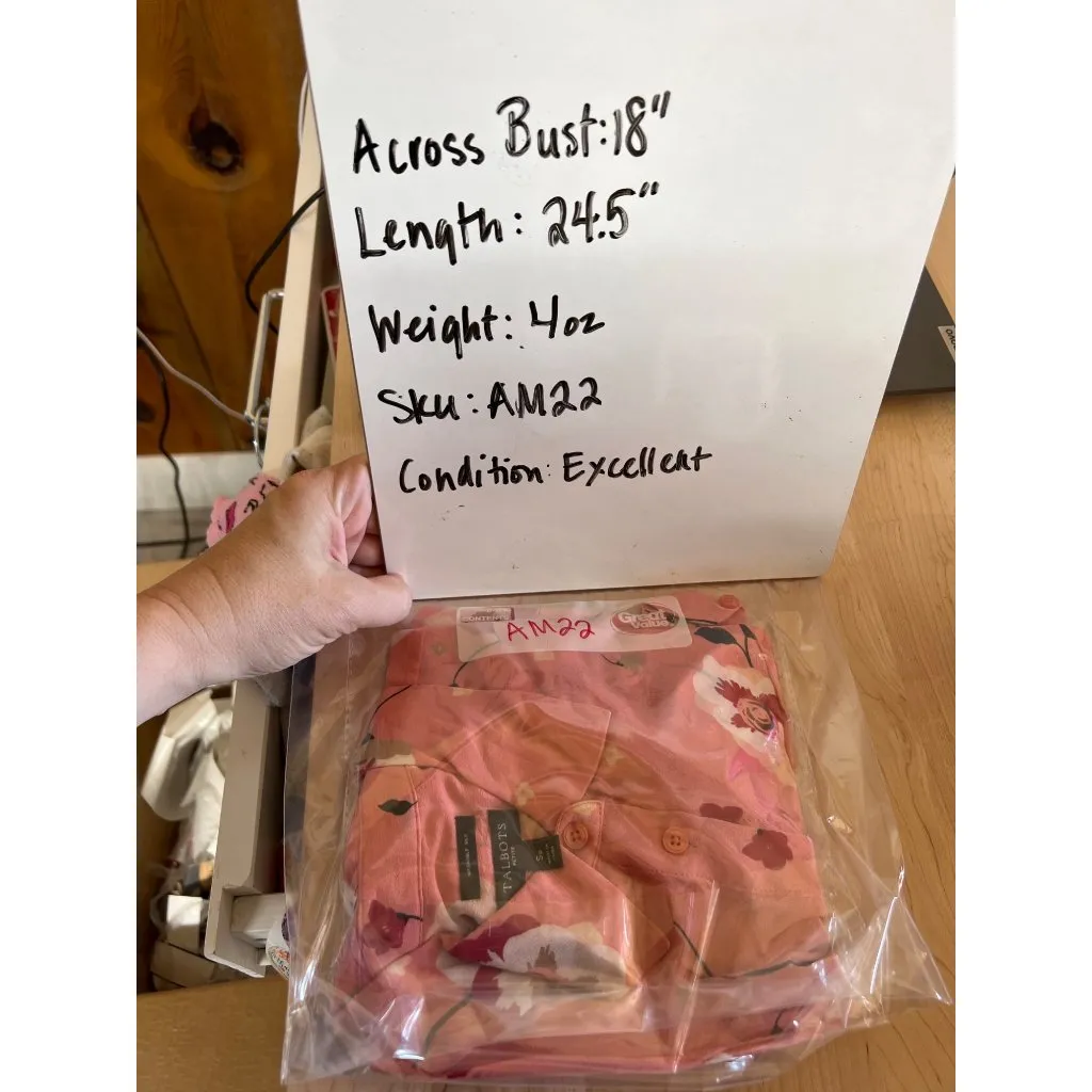 Talbots Floral Print Silk Blouse Pink Red Size SP - Image 9