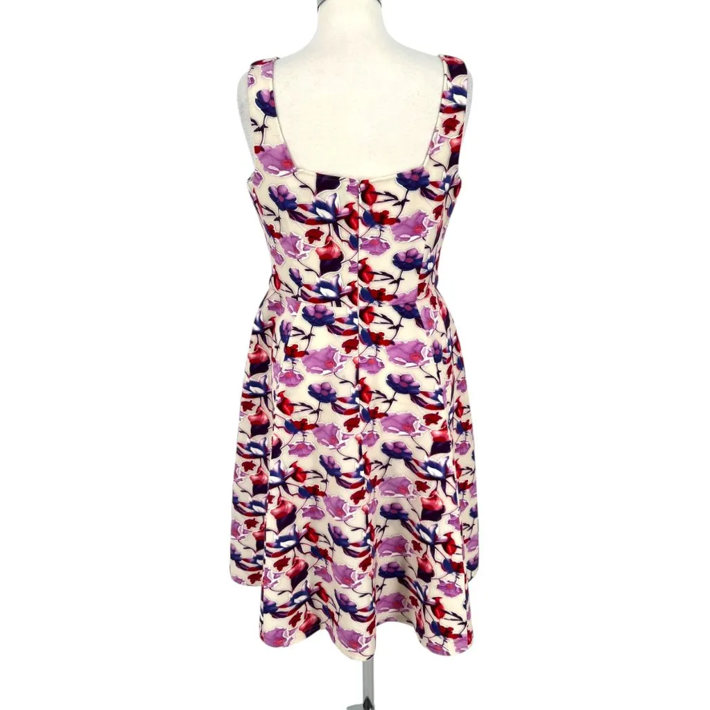 Rickie Freeman Teri Jon Floral Midi Dress Sleeveless Multicolor Size 14 White - Image 7