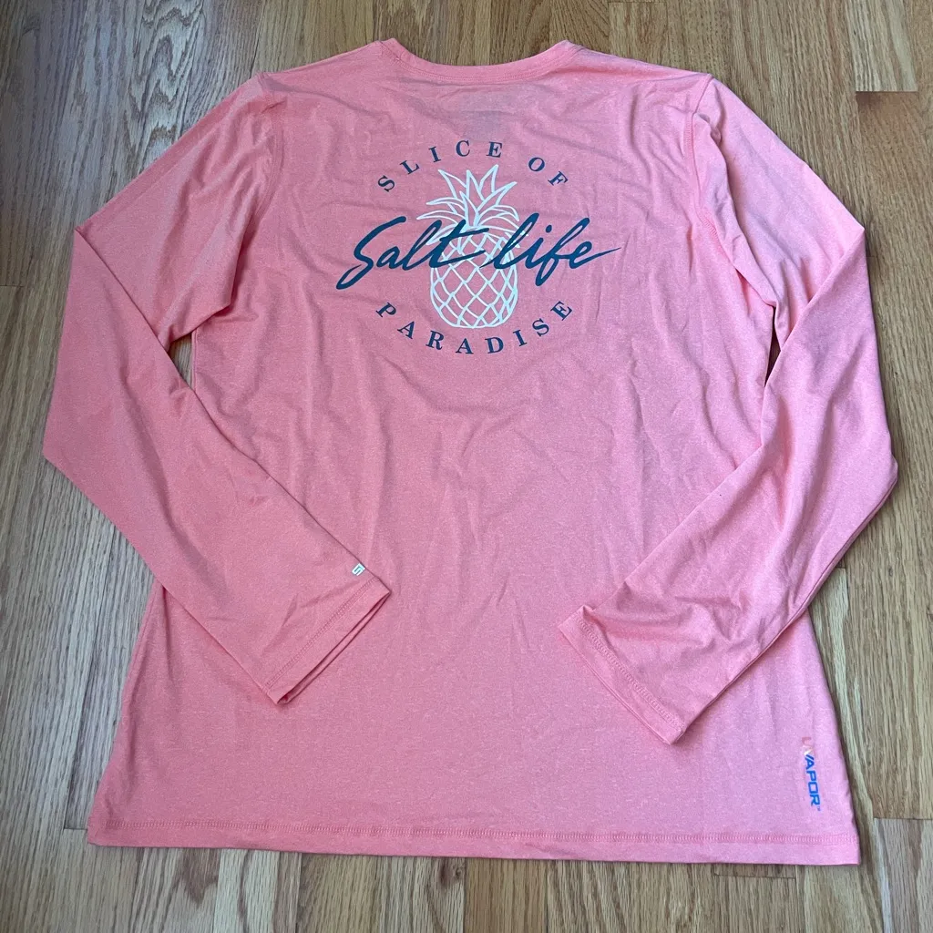 Salt Life SLX UVapor Long Sleeve Pink Rashguard Tee - Image 3