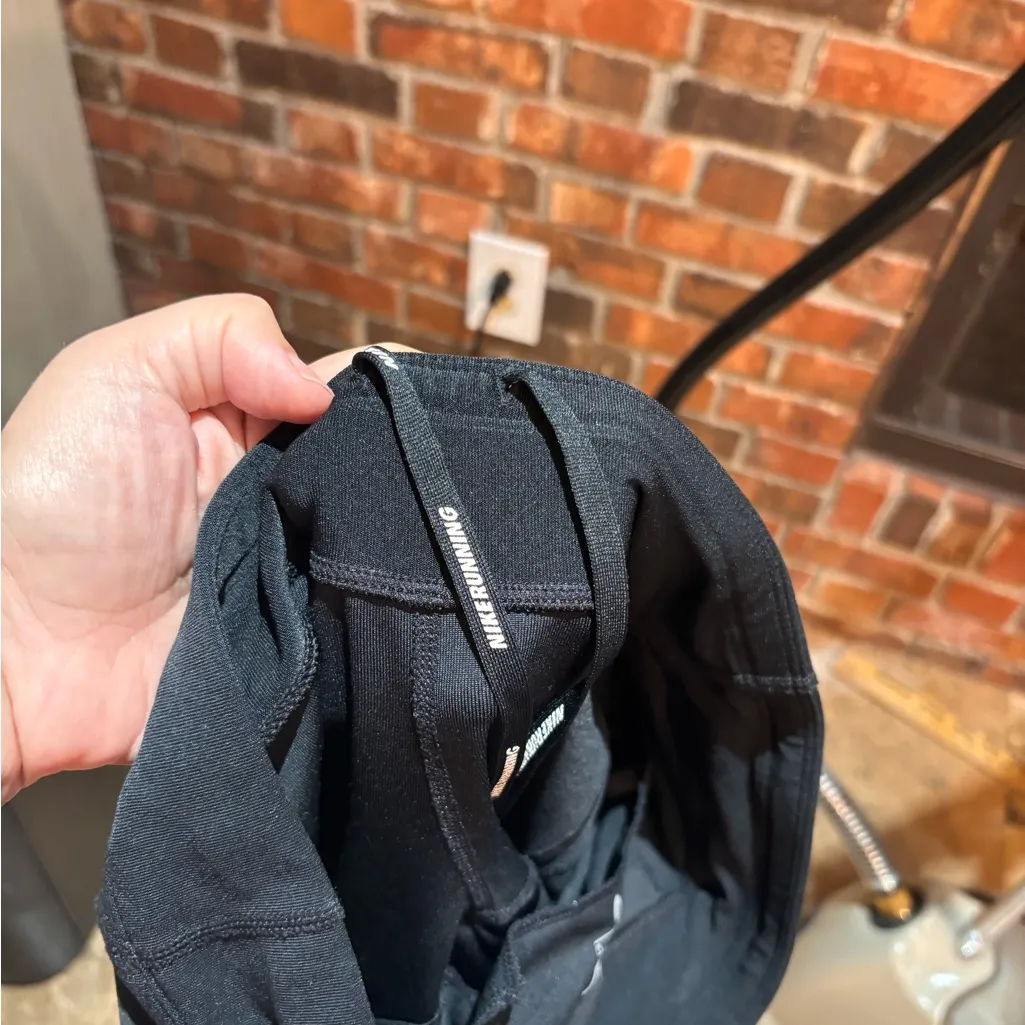 Nike womens dri-fit capri drawstring running leggings black M - Image 4