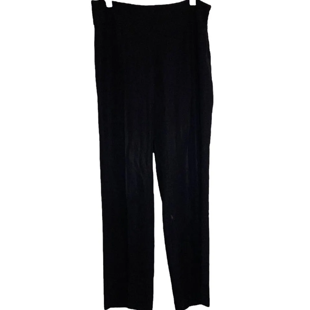 Eileen Fisher  Georgette Crepe Ankle Pants 100% Silk High Waisted Black Small - Image 3