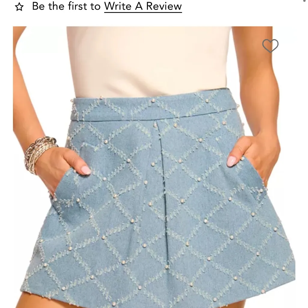 NWT Ramy Brook Geo Jacquard Faux Pearl Embellished Jacket Denim Blazer Set - Image 2