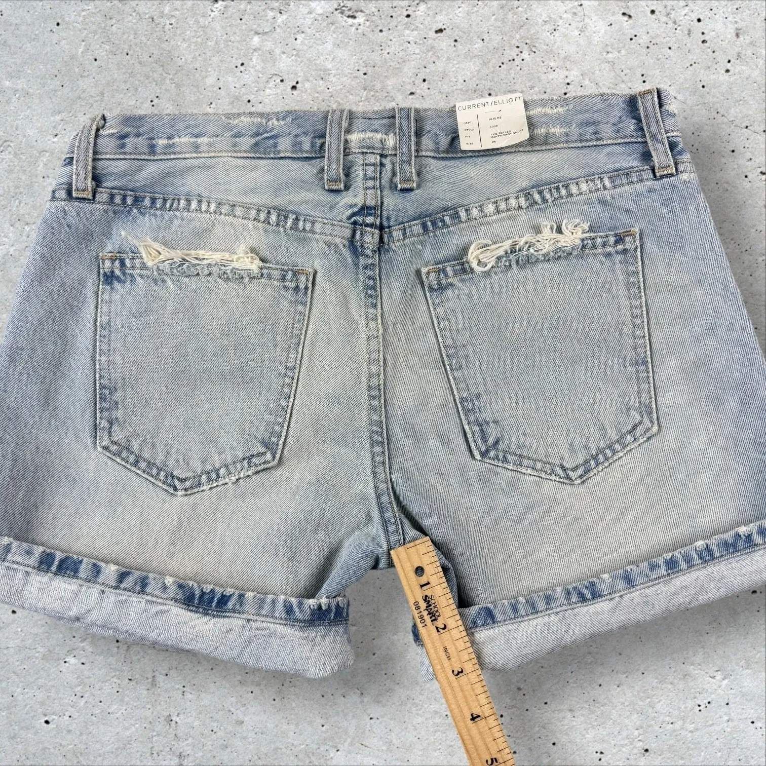 NWT Current Elliott The Boyfriend Rolled Denim Shorts‎ In Alta Distressed Sz 26 - Image 8