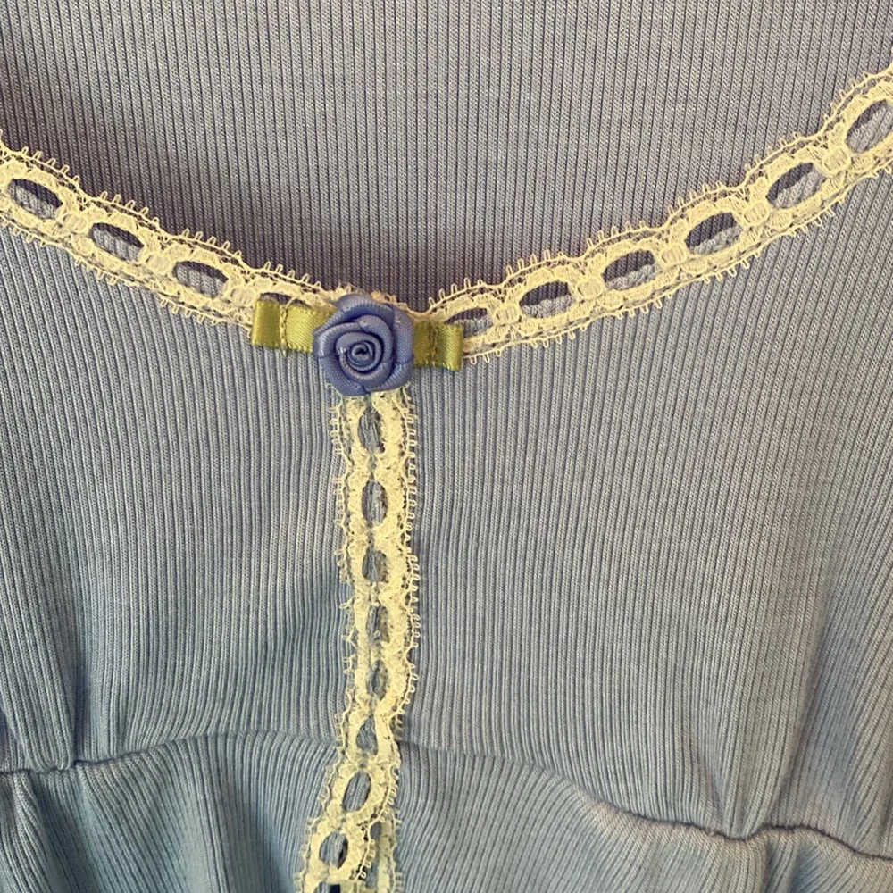 Out From Under Urban Outfitters Blue Long Sleeve Crop Top BabyDoll Scoop Neck - Image 5