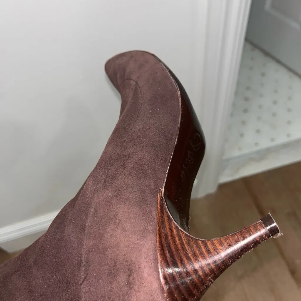 Brown Faux suede leather sock boots size 8 1/2 - Image 5