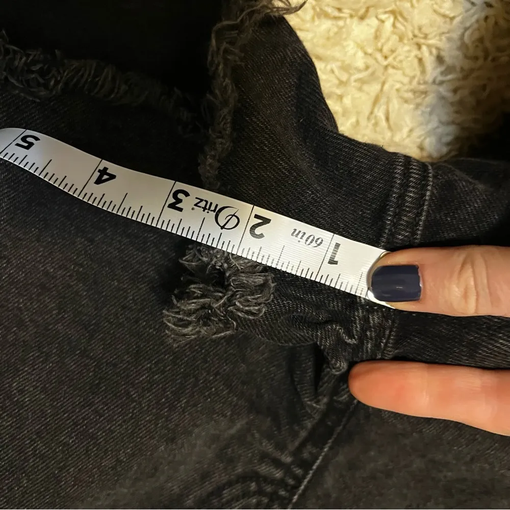 Slouchy Straight Non-Stretch Black Jean Short Overalls for Women size la… - Image 4