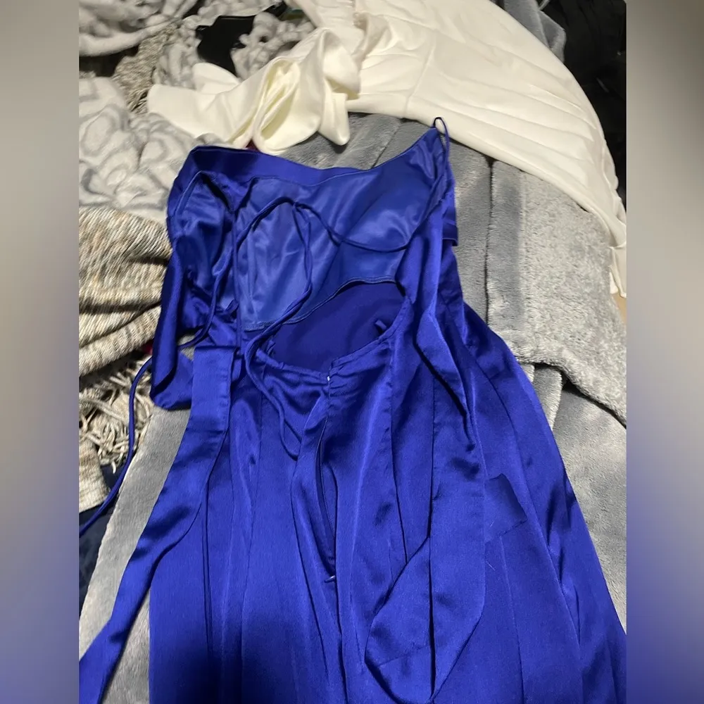 Dena Satin Maxi Dress in Blue - Image 6